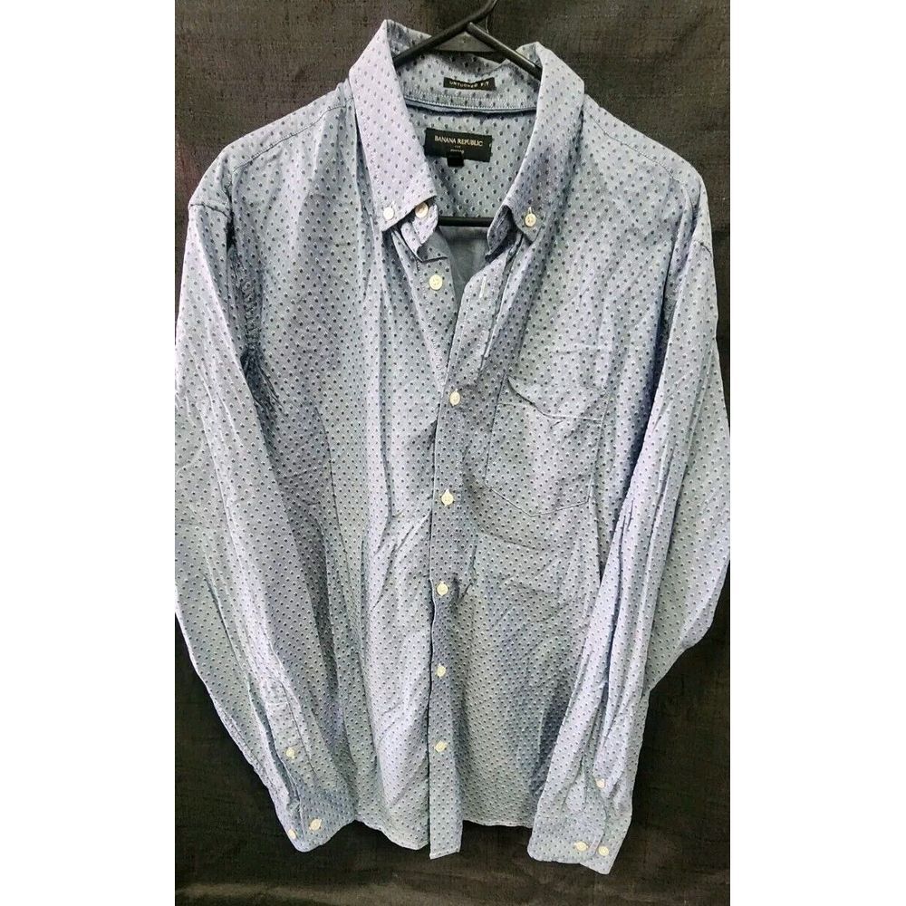 Banana Republic Button up Oxford Untucked XL Blue Long sleeve Mens‎ Casual EUC